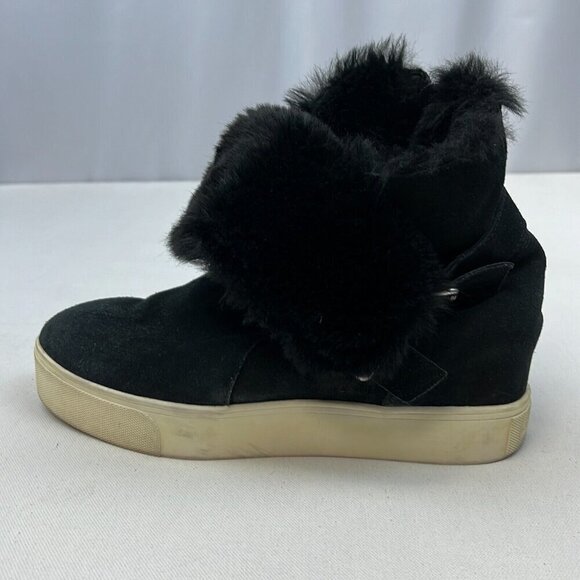 J/SLIDES Womens Black Suede Comfort Round Toe Ankle Winter Boots Size 8 - Picture 6 of 10